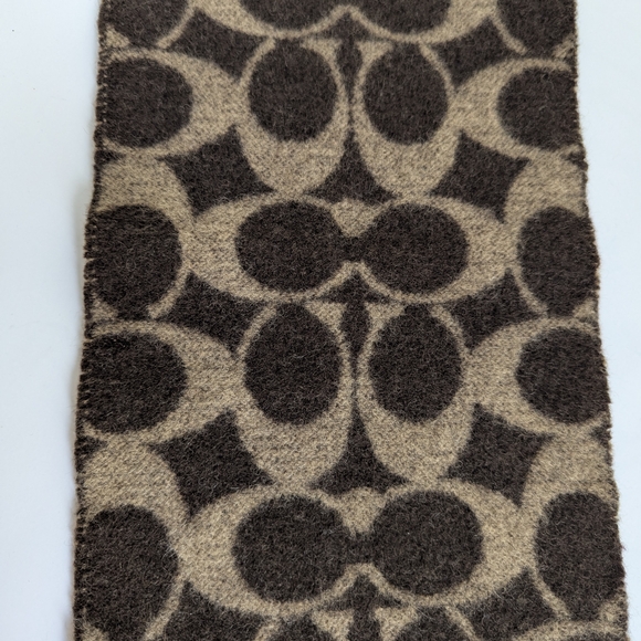 Vintage Coach Lambswool Brown and Tan Monogram Scarf Made In Scotland - Picture 7 of 8
